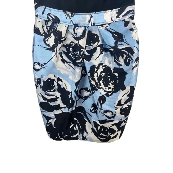 ST. JOHN Mikado Rose Blossom Floral Knee Length Shift Dress in Black/Blue Size 2 - Picture 6 of 7